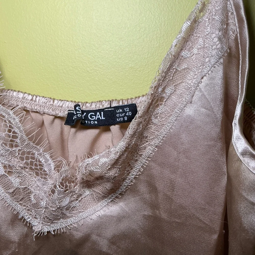 Beige Lace and Satin Nightgown Slip